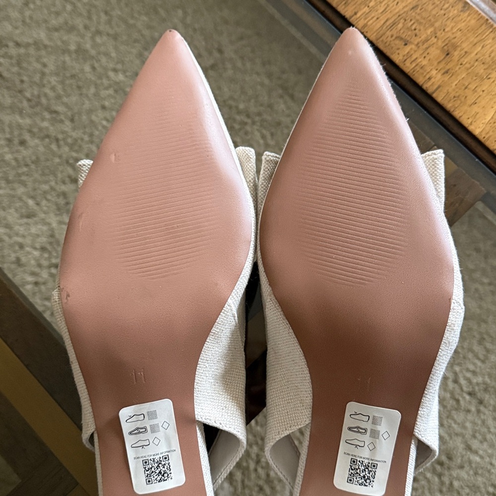 ASOS Design Pointed Toe Slingback Denim/Linen Bow Heels Size UK11/EU44/US13 - Picture 13 of 17